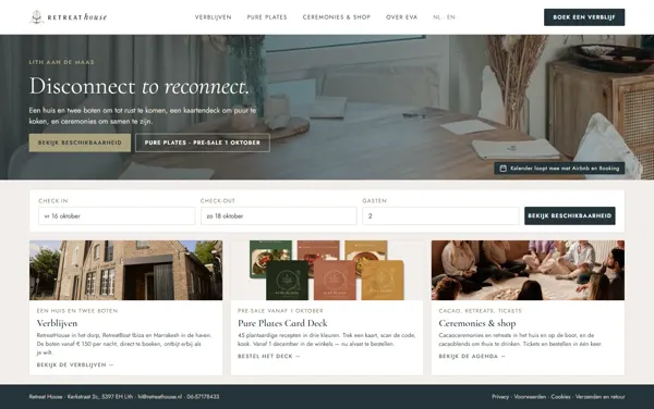 Bord: de nieuwe site van Retreat House